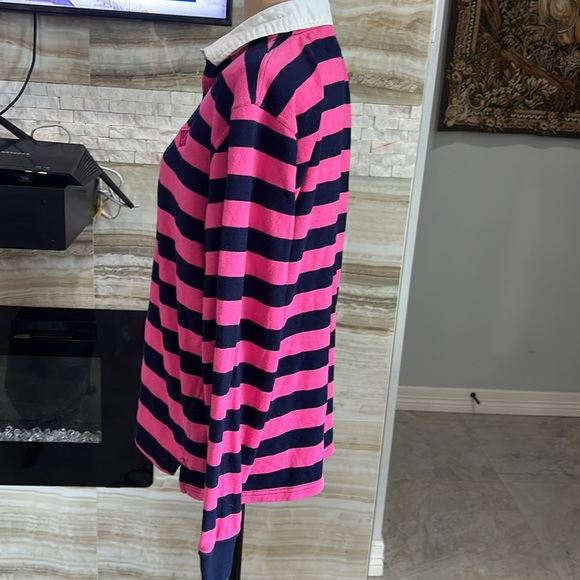 Ovadia & Sons Pink Black Rugby Polo Long Sleeve Shirt. Size M - Picture 3 of 12